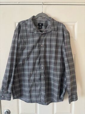 Calvin Klein Gray Plaid Button-Down Shirt